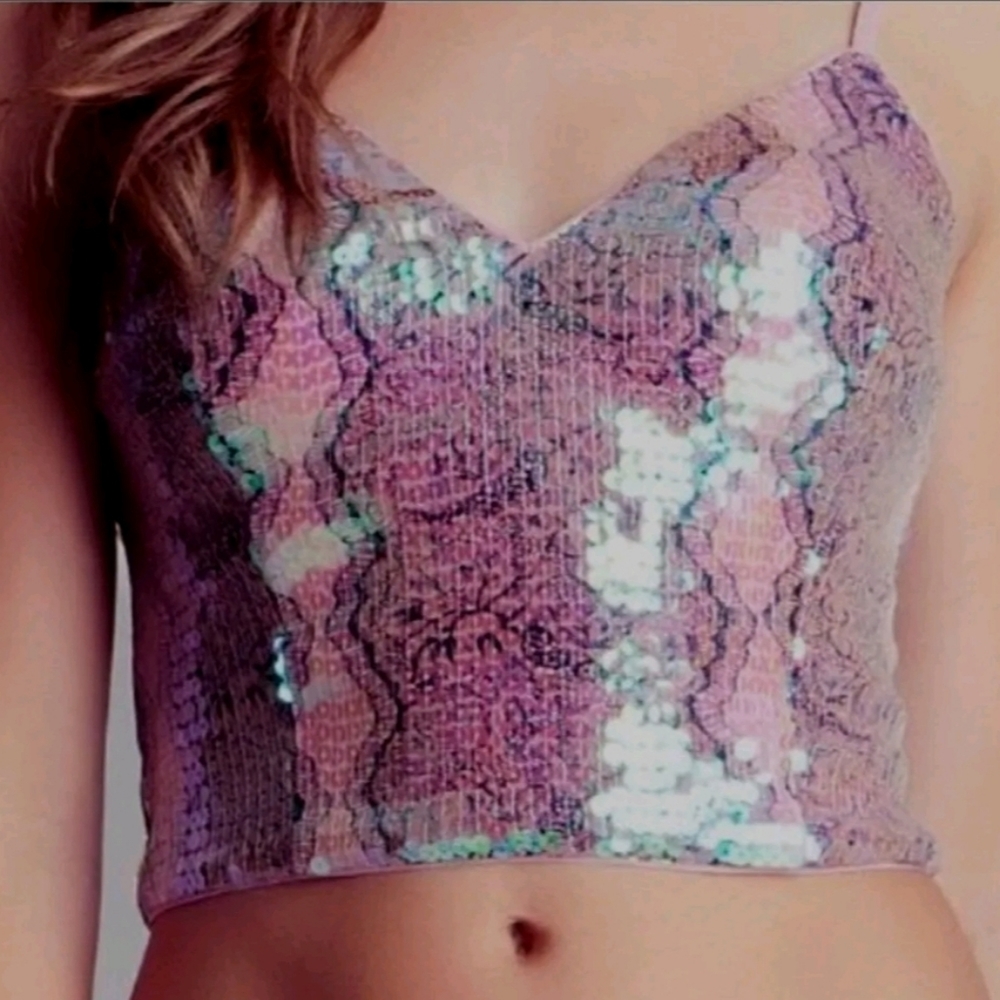 NWOT BEBE Sequin Halter top